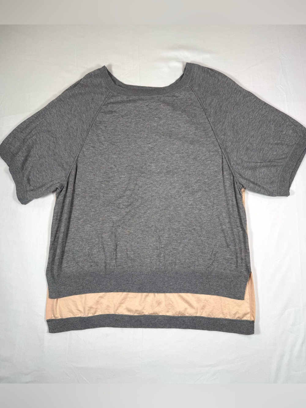 MOTH ANTHROPOLOGIE Womens Colorblock Raglan Short Sleeve Top L Boho Neutral